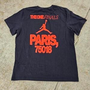 Vtg Y2k JORDAN BRAND Paris 75018 Jumpman Graphic Basketball T Shirt L